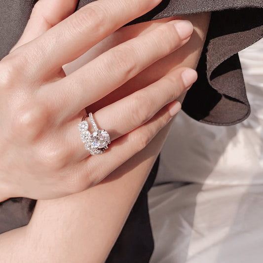 2 CT Round Pave Moissanite Engagement Ring