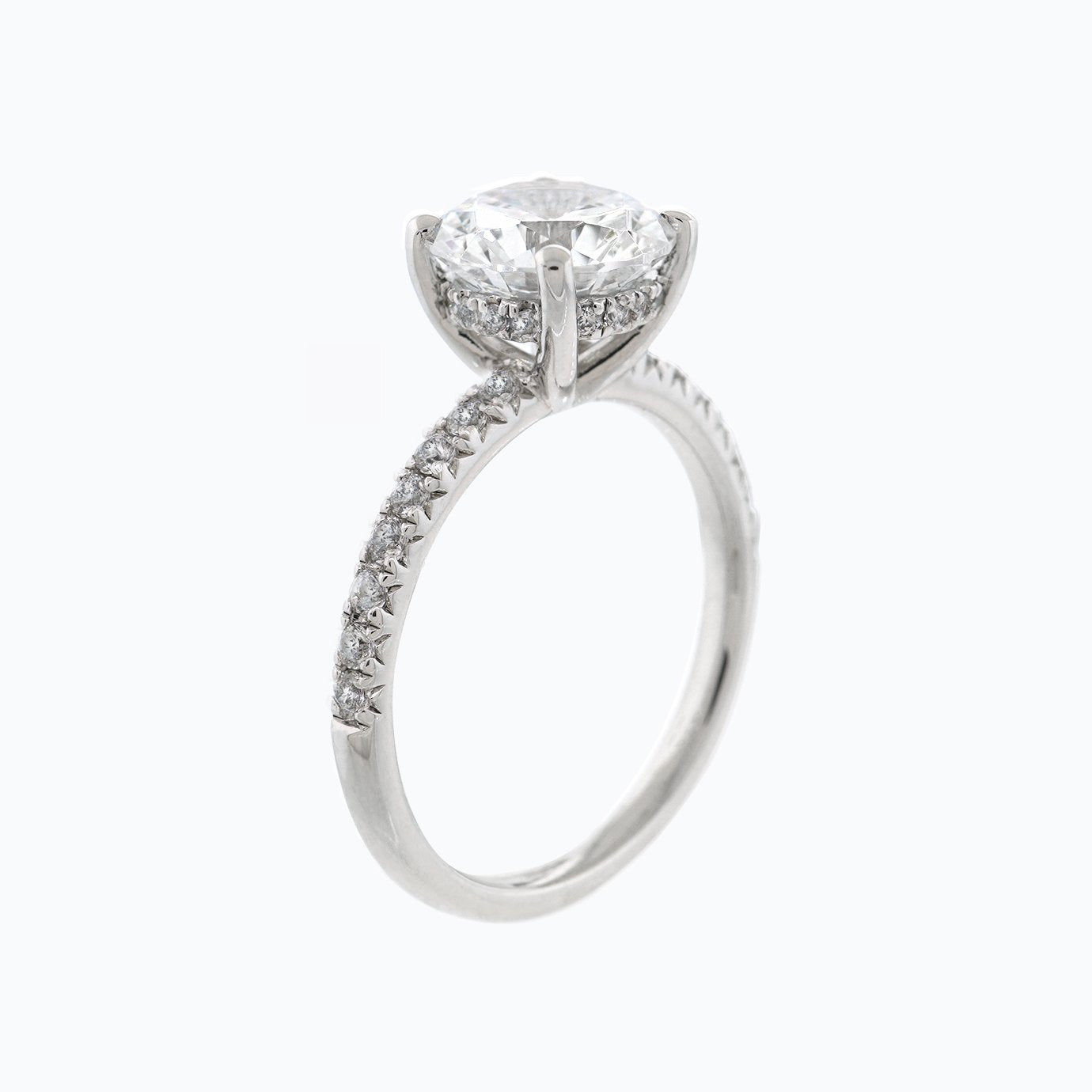 2 CT Round Pave Moissanite Engagement Ring