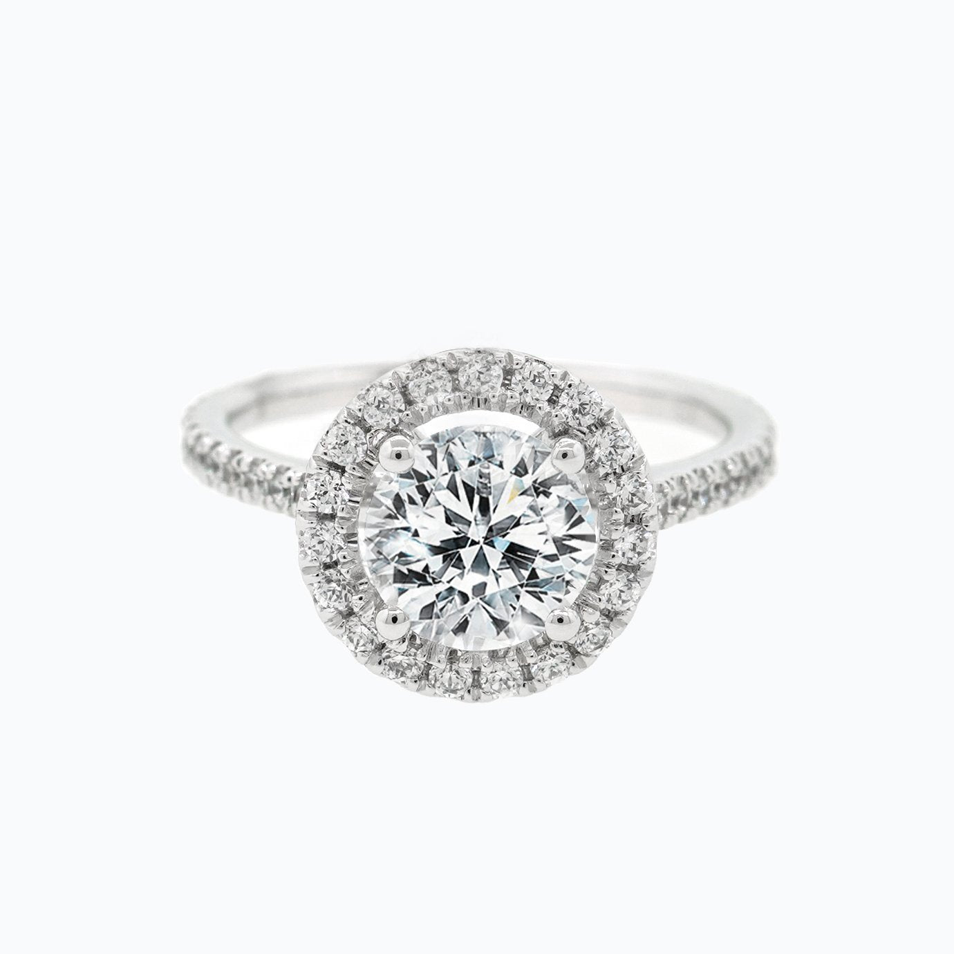 1 CT Round Halo & Pave Moissanite Engagement Ring
