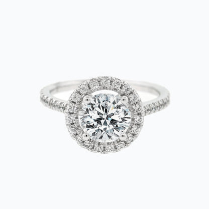 1 CT Round Halo & Pave Moissanite Engagement Ring