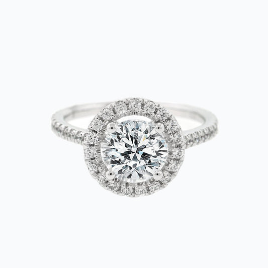 1 CT Round Halo & Pave Moissanite Engagement Ring