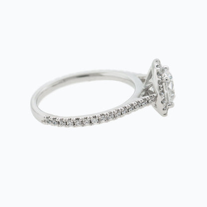 1 CT Round Halo & Pave Moissanite Engagement Ring