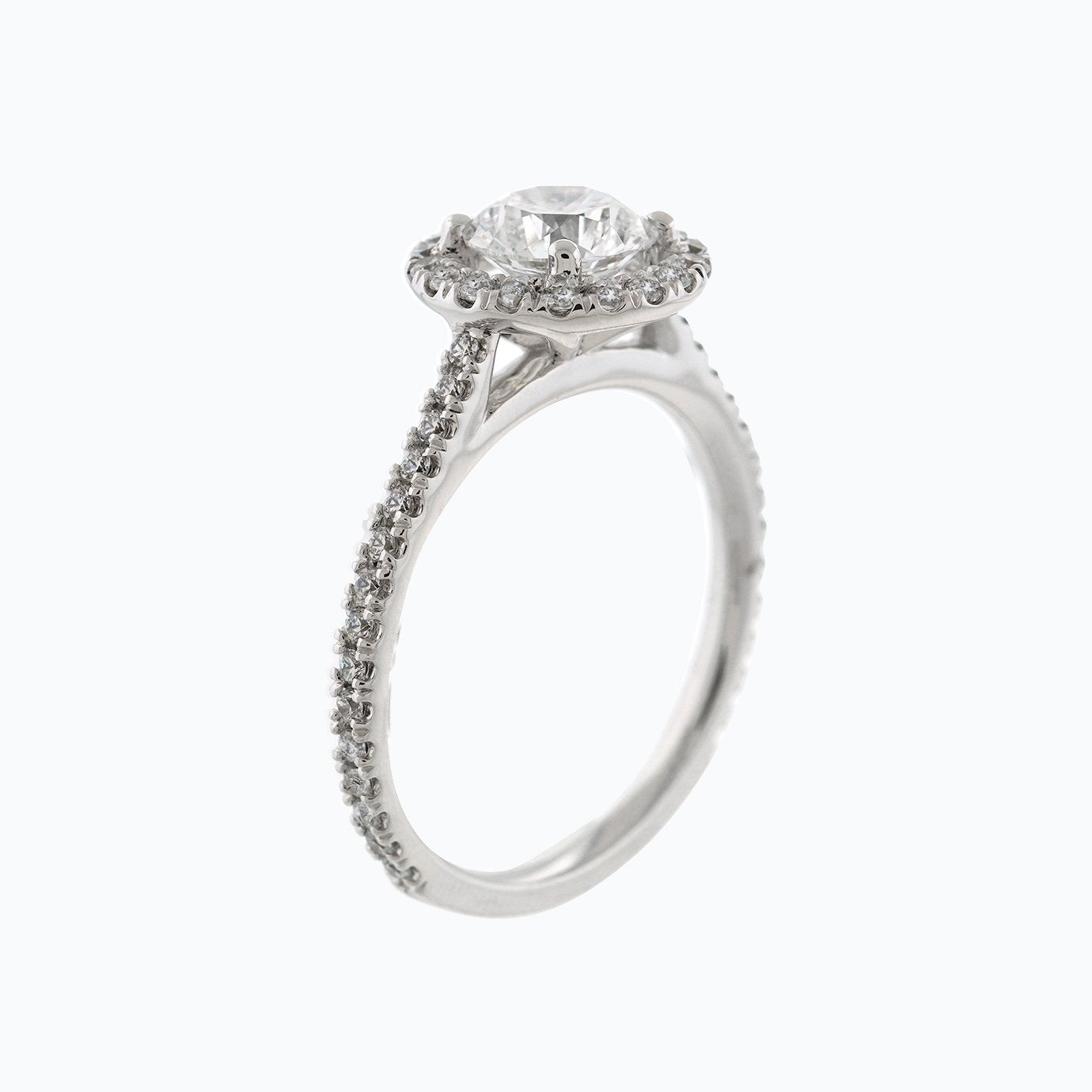 1 CT Round Halo & Pave Moissanite Engagement Ring
