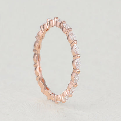 1.44 TCW Marquise Shaped Moissanite Full Eternity Wedding Band