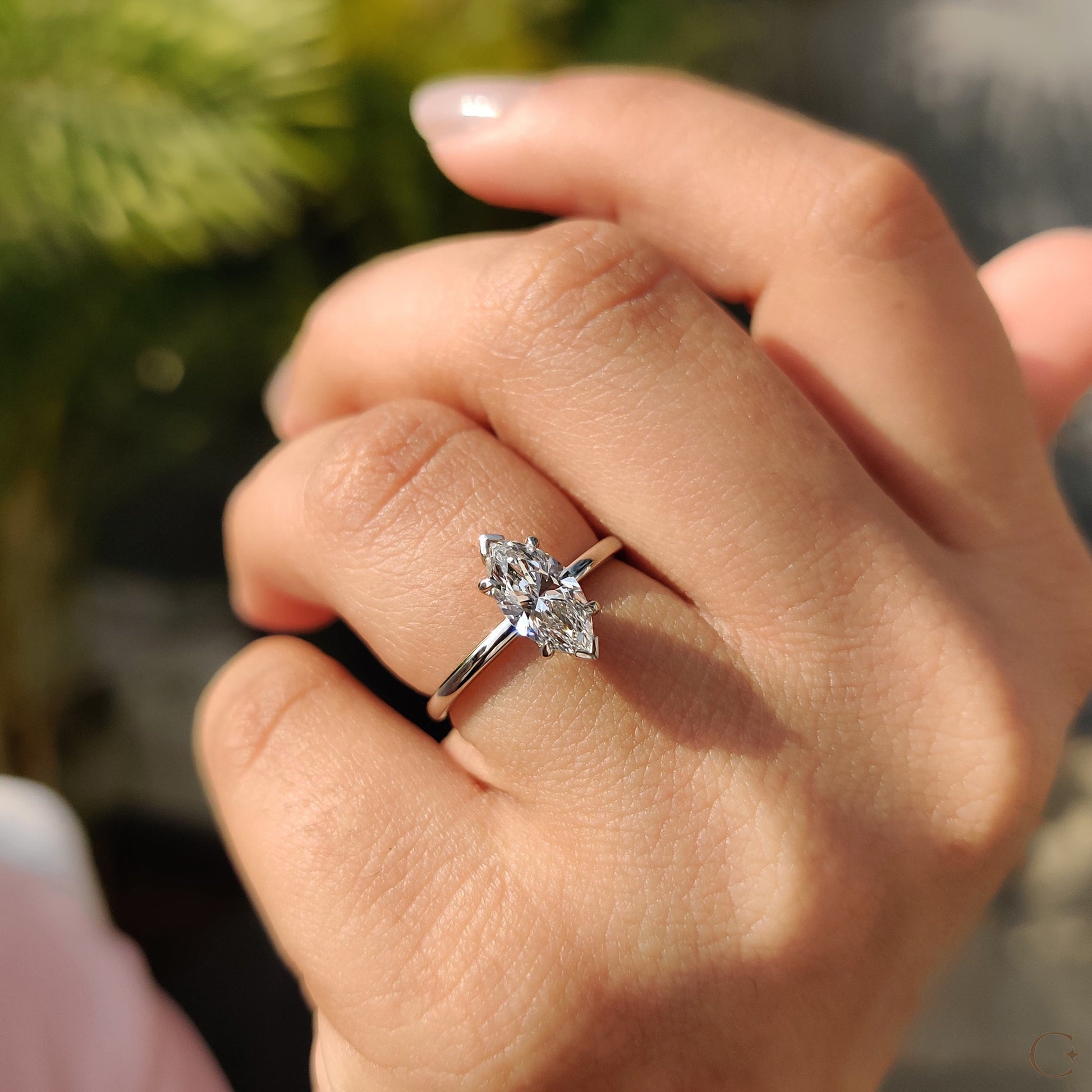 1 CT Marquise Solitaire Moissanite Engagement Ring