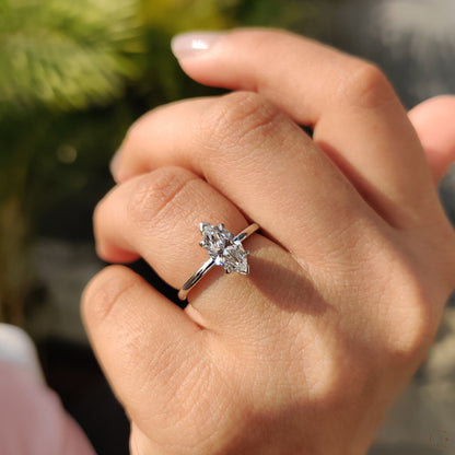 1 CT Marquise Solitaire Moissanite Engagement Ring