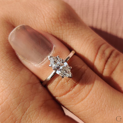 1 CT Marquise Solitaire Moissanite Engagement Ring
