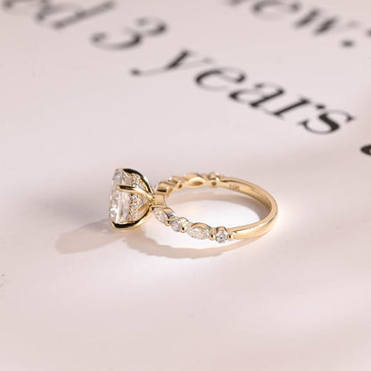 2.0 CT Oval Pave Moissanite Engagement Ring