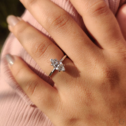 1 CT Marquise Solitaire Moissanite Engagement Ring