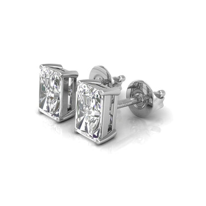 0.14 TCW Radiant Cut Stud Moissanite Earrings