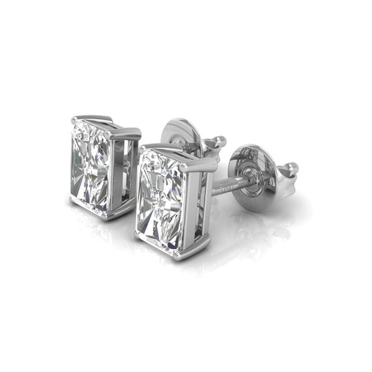 0.14 TCW Radiant Cut Stud Moissanite Earrings