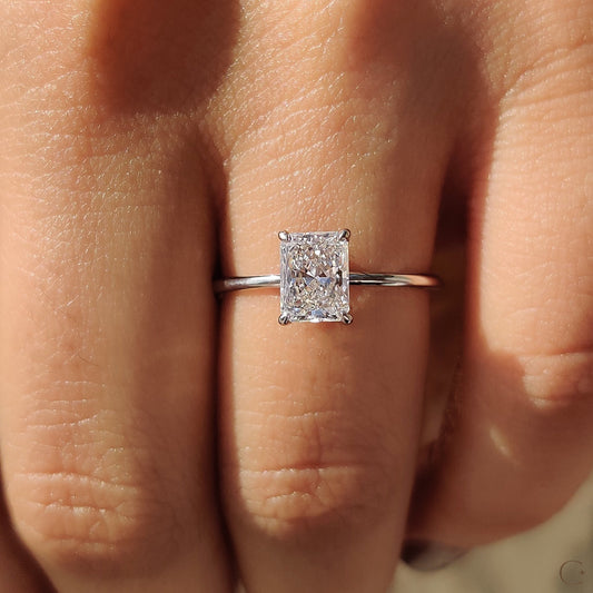1 CT Radiant Solitaire Moissanite Engagement Ring