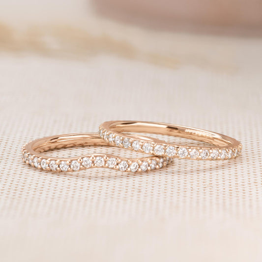 0.37 TCW Round Curved Moissanite Wedding Band