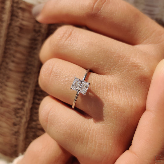1 CT Radiant Solitaire Moissanite Engagement Ring