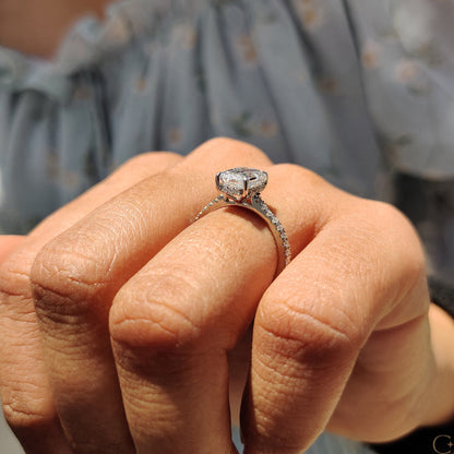0.5 CT Emerald Pave Moissanite Engagement Ring