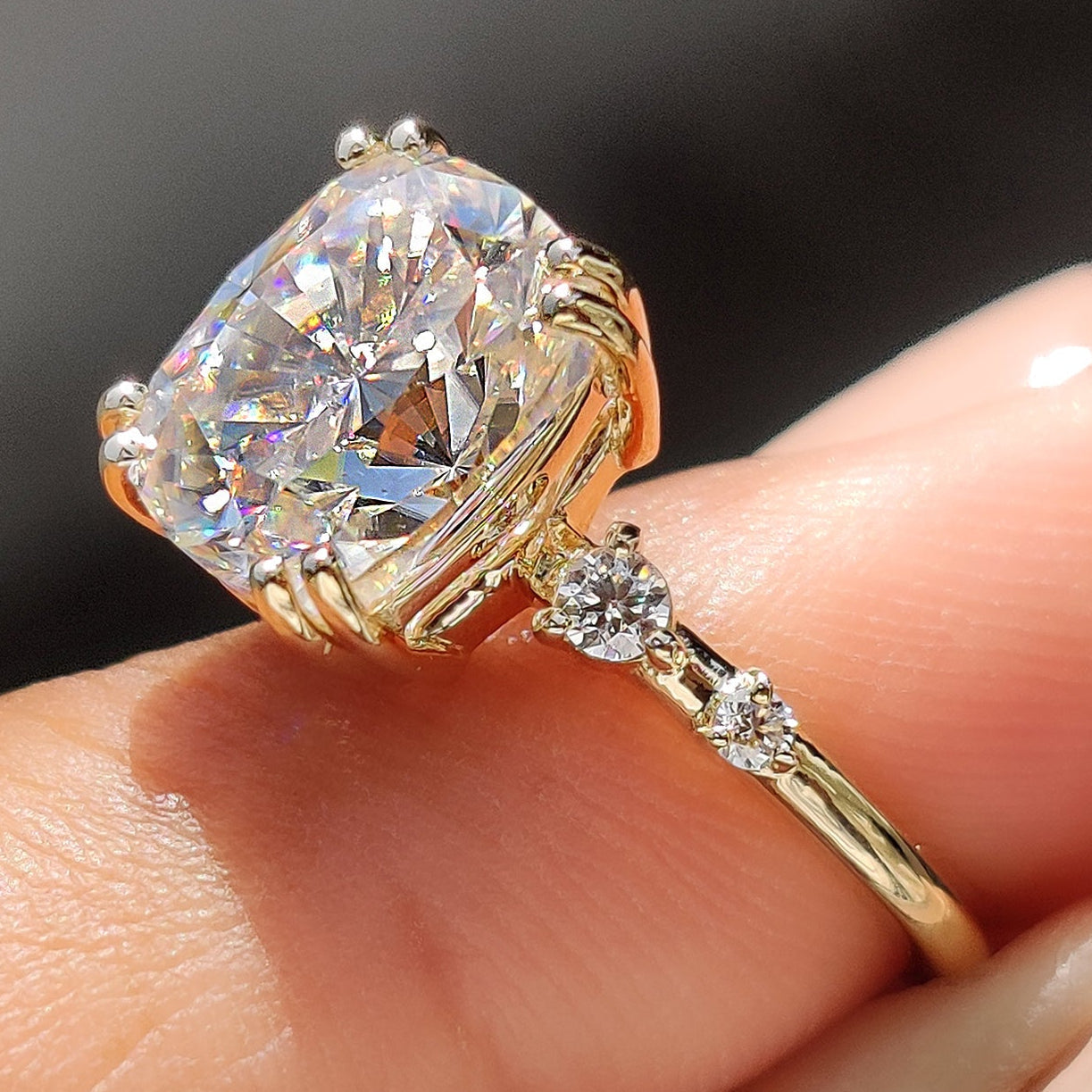 2 CT Elongated Cushion Pave Moissanite Engagement Ring