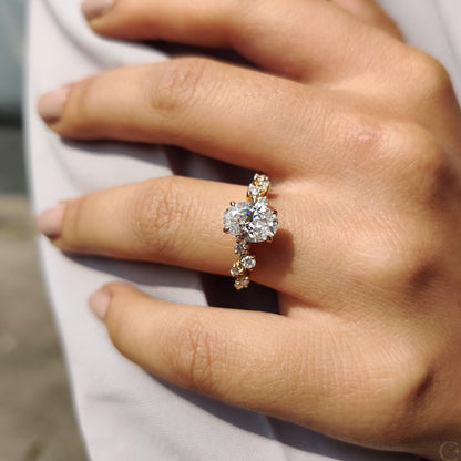 1.50 CT Oval Pave Moissanite Engagement Ring