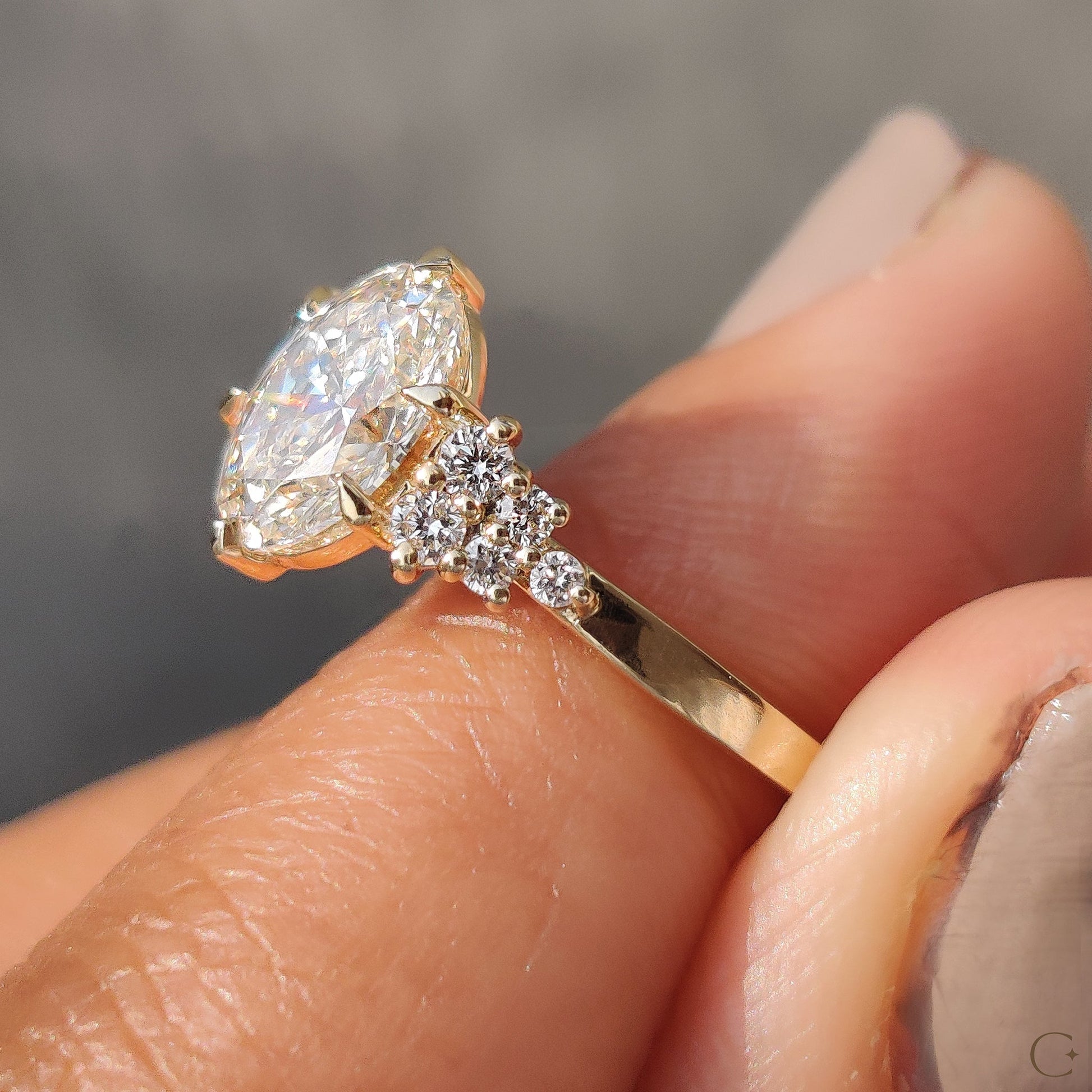 1 .50 CT Oval Cluster Moissanite Engagement Ring