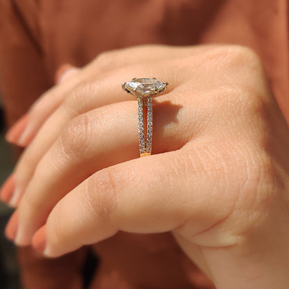 1 CT Marquise Pave & Split Shank Moissanite Engagement Ring