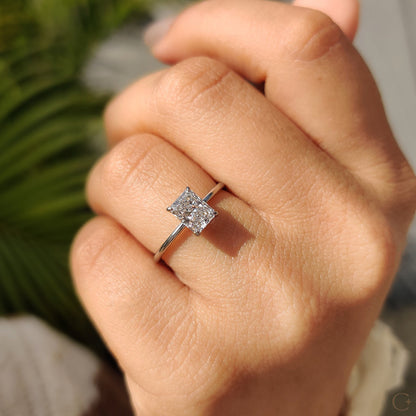 1 CT Radiant Solitaire Moissanite Engagement Ring