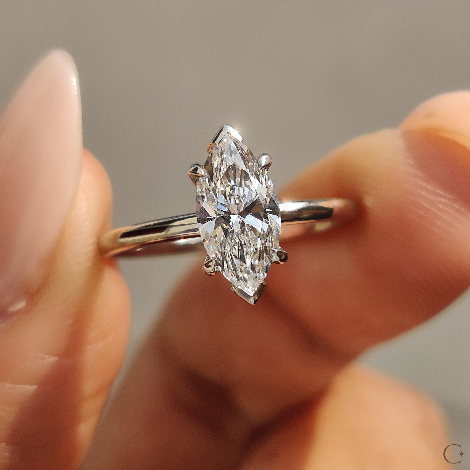 1 CT Marquise Solitaire Moissanite Engagement Ring
