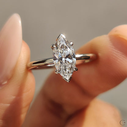 1 CT Marquise Solitaire Moissanite Engagement Ring