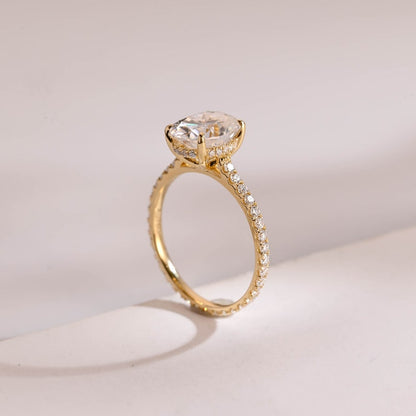 2.0 CT Oval Pave Moissanite Engagement Ring