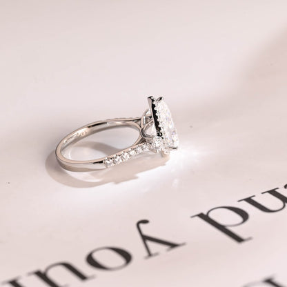 2.0 CT Pear Pave & Halo Moissanite Engagement Ring