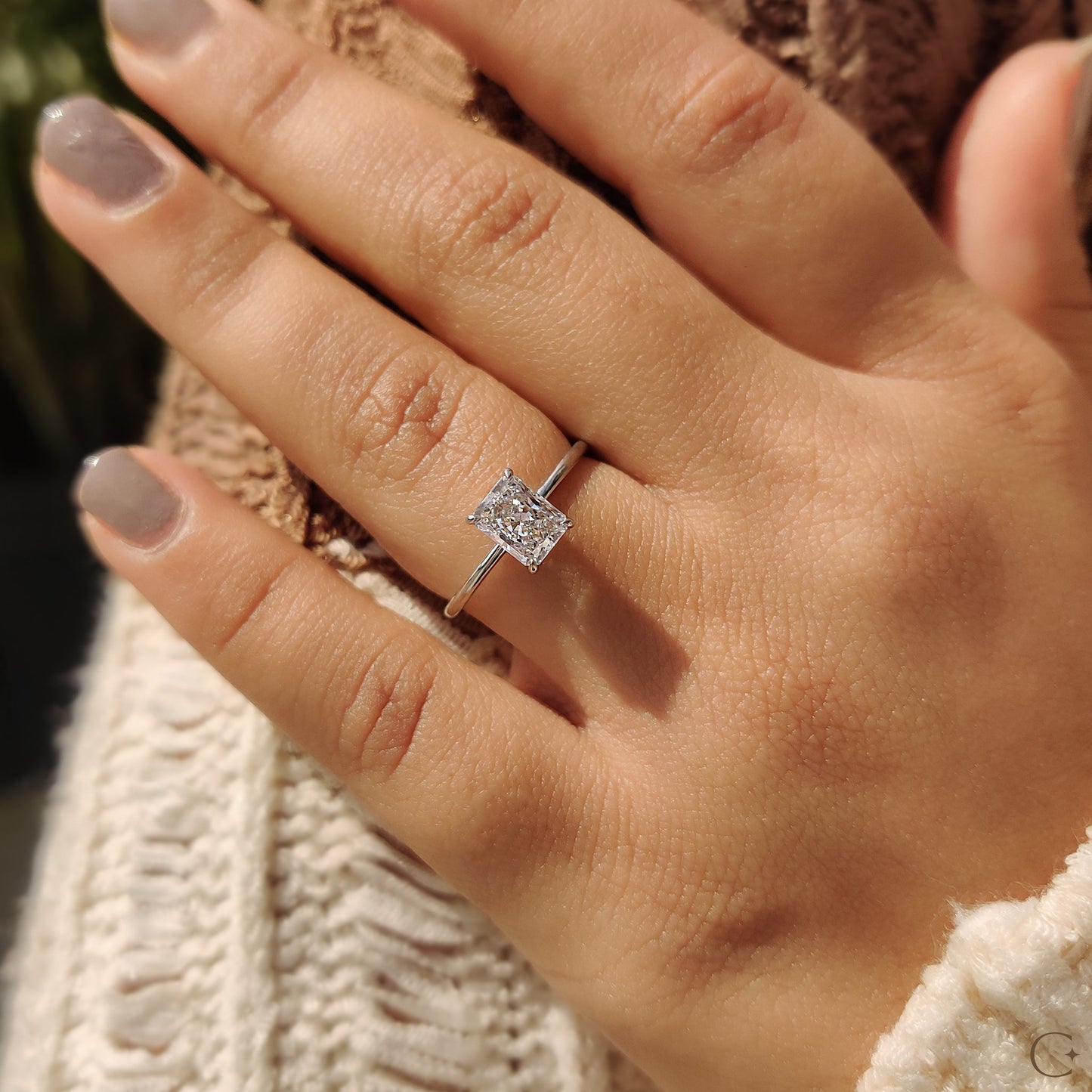 1 CT Radiant Solitaire Moissanite Engagement Ring