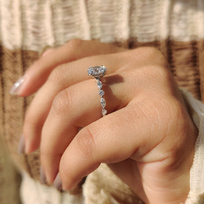 1 CT Oval Pave Moissanite Engagement Ring