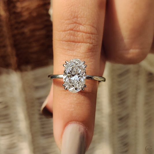 2 CT Oval Hidden Halo Moissanite Engagement Ring