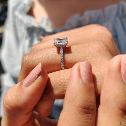 0.5 CT Emerald Pave Moissanite Engagement Ring