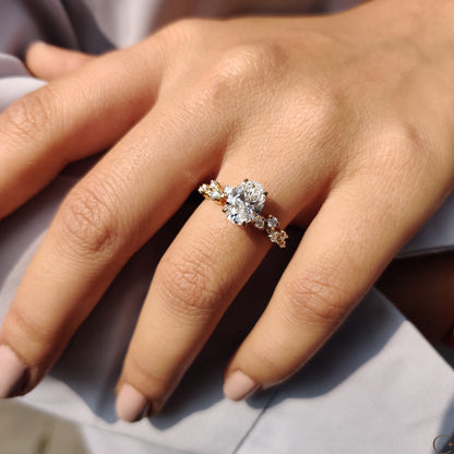 1.50 CT Oval Pave Moissanite Engagement Ring