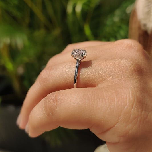 1.50 CT Round Hidden Halo Moissanite Engagement Ring