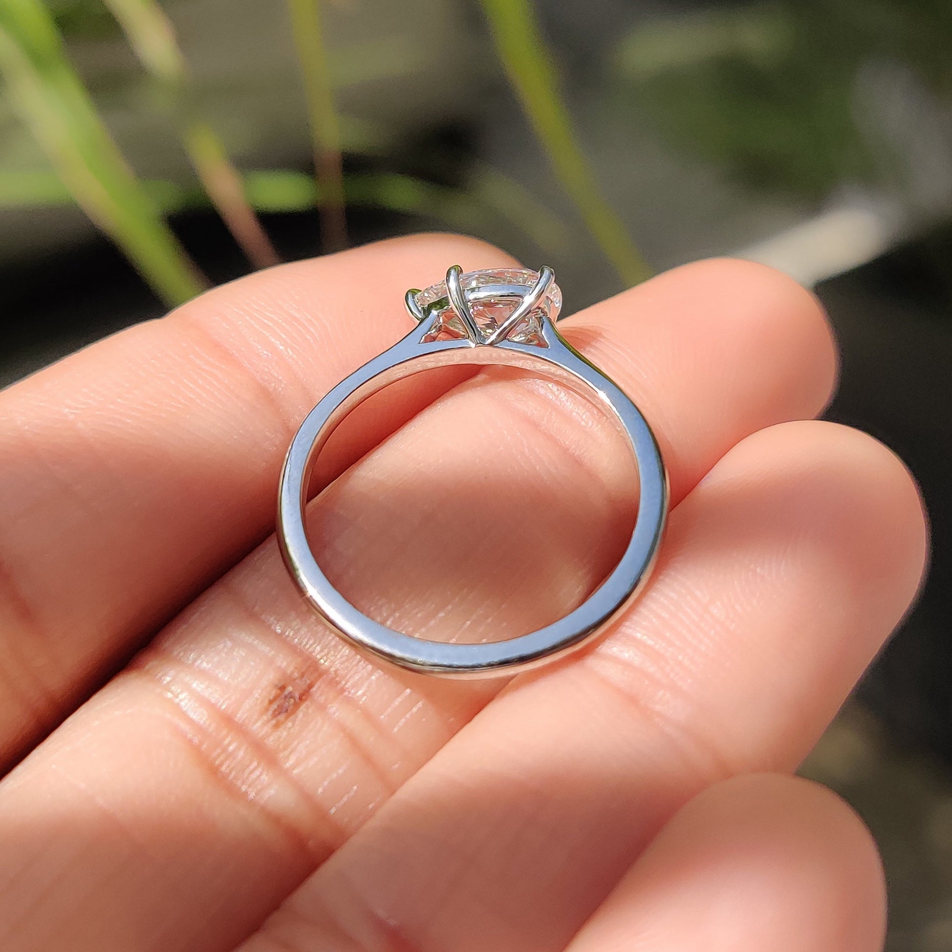 1.5 CT East West Pear Solitaire Moissanite Engagement Ring