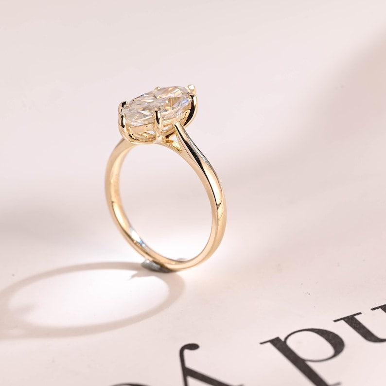 2.0 CT Marquise Solitaire Moissanite Engagement Ring
