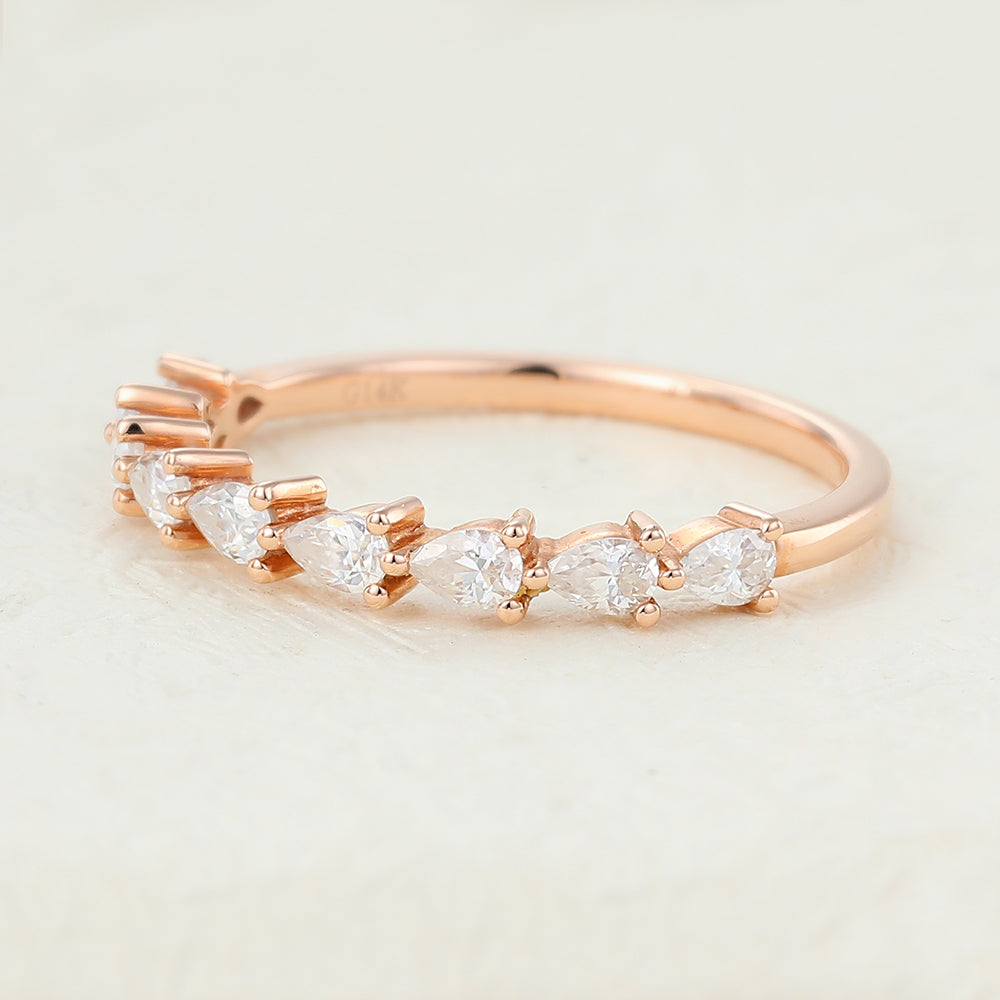 0.63 TCW Pear Half Eternity Moissanite Wedding Band