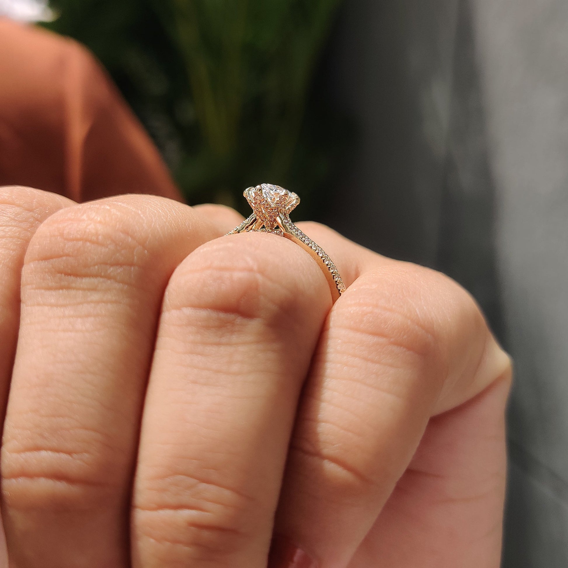 1 CT Marquise Pave & Split Shank Moissanite Engagement Ring
