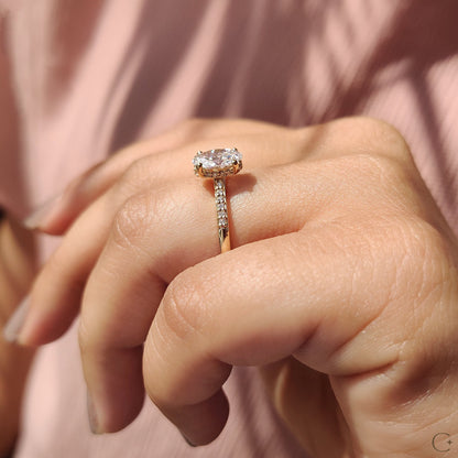 1 CT Oval Pave Moissanite Engagement Ring