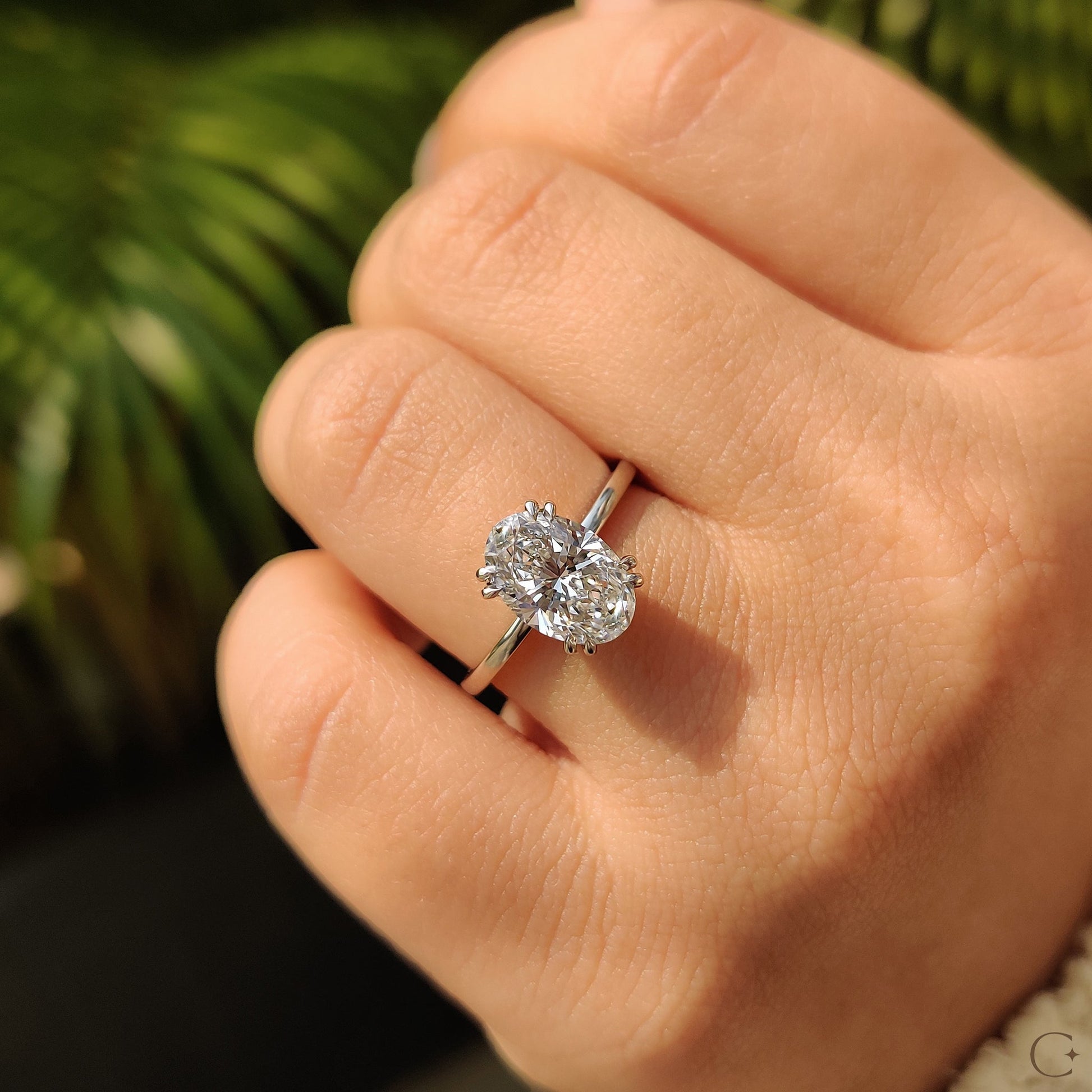 2 CT Oval Hidden Halo Moissanite Engagement Ring