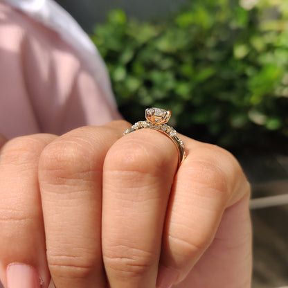 1.54 CT Marquise Pave Moissanite Engagement Ring