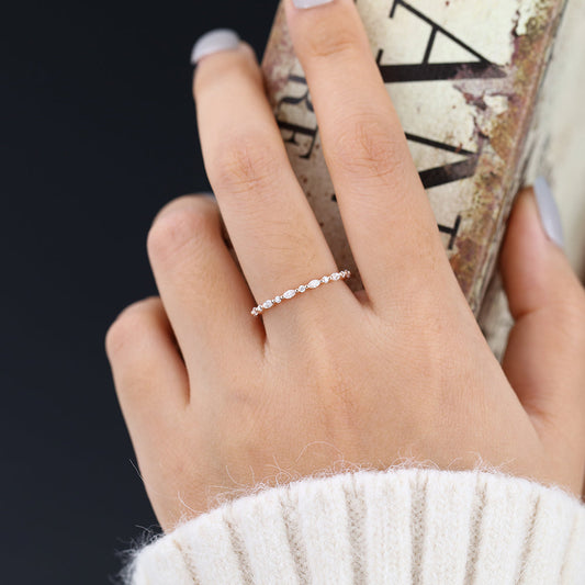 0.6 TCW Marquise & Round Full Eternity Moissanite Wedding Band