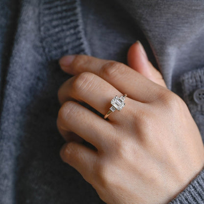 2.0 CT Emerald Cluster Moissanite Engagement Ring