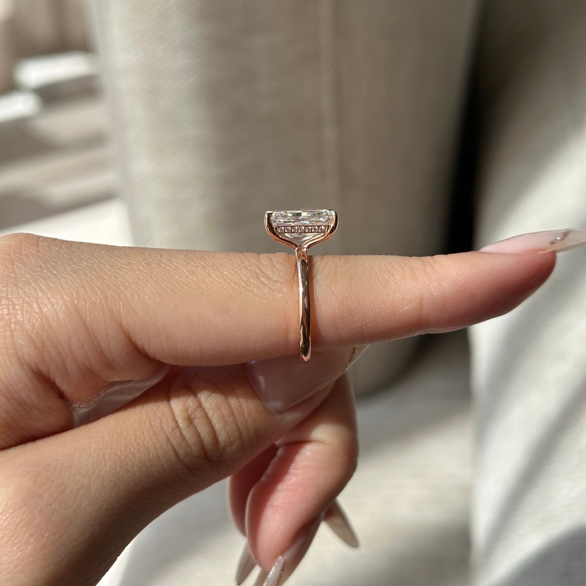 3.51 CT Radiant Hidden Halo Moissanite Engagement Ring