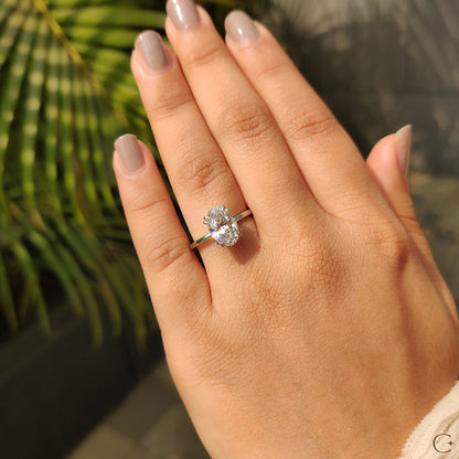 2 CT Oval Hidden Halo Moissanite Engagement Ring