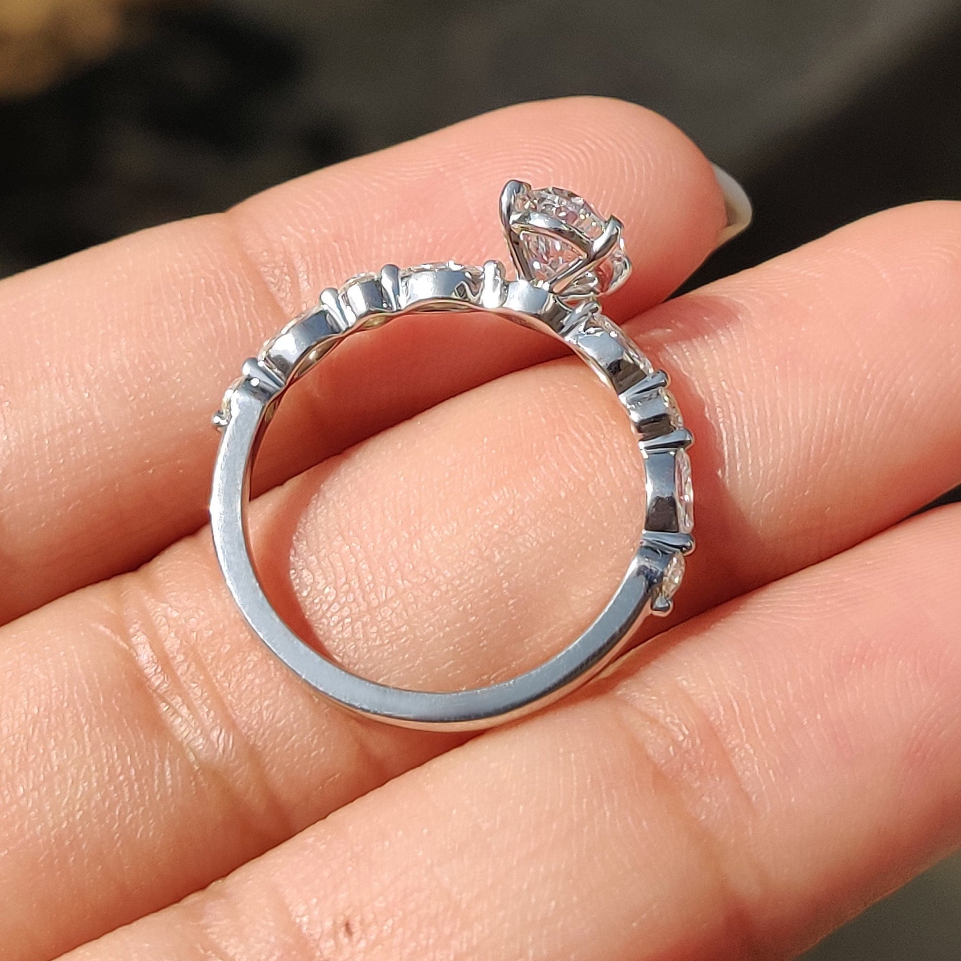 1 CT Oval Pave Moissanite Engagement Ring