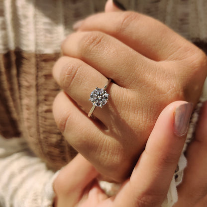 1.50 CT Round Hidden Halo Moissanite Engagement Ring