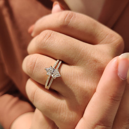 1 CT Marquise Pave & Split Shank Moissanite Engagement Ring