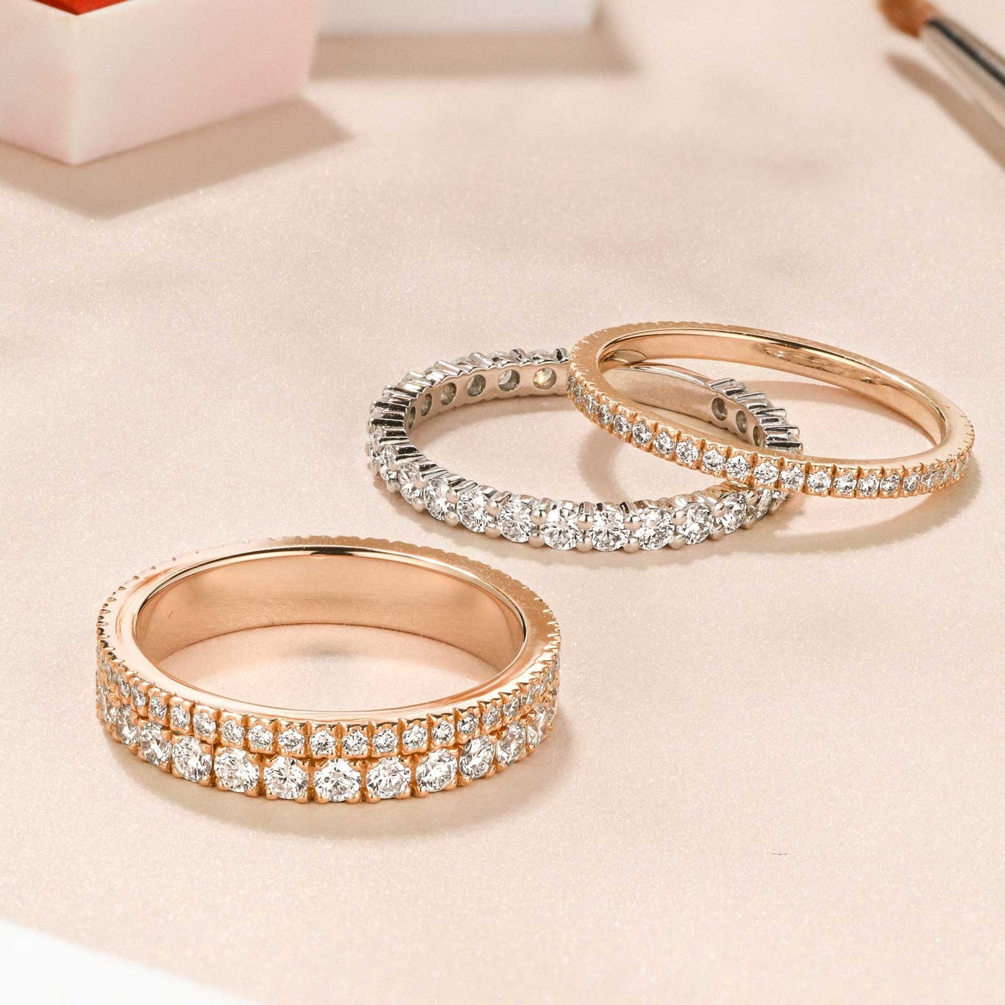1.09 TCW Round Double & Full Eternity Moissanite Wedding Band