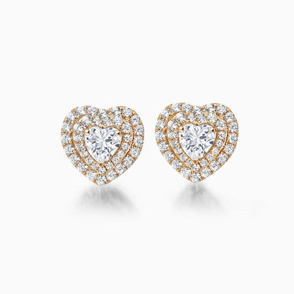 0.6 TCW Heart Cut Double Halo Stud Moissanite Earrings